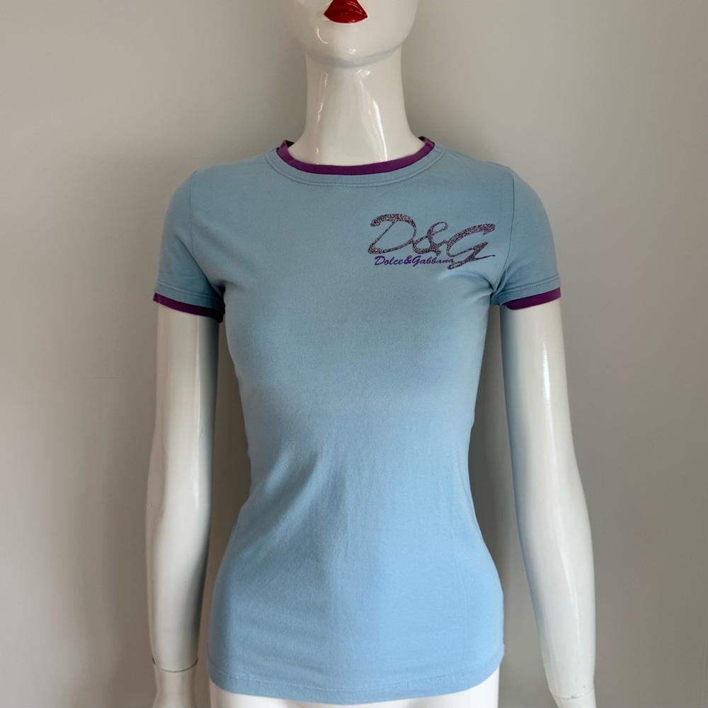 Authentic light blue dolce&gabbana D&G graphic tshirt